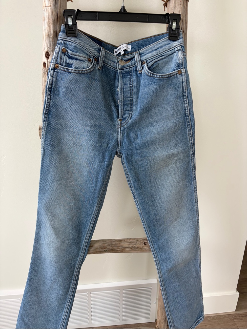 Re/Done High Rise Slim Straight Leg Jean